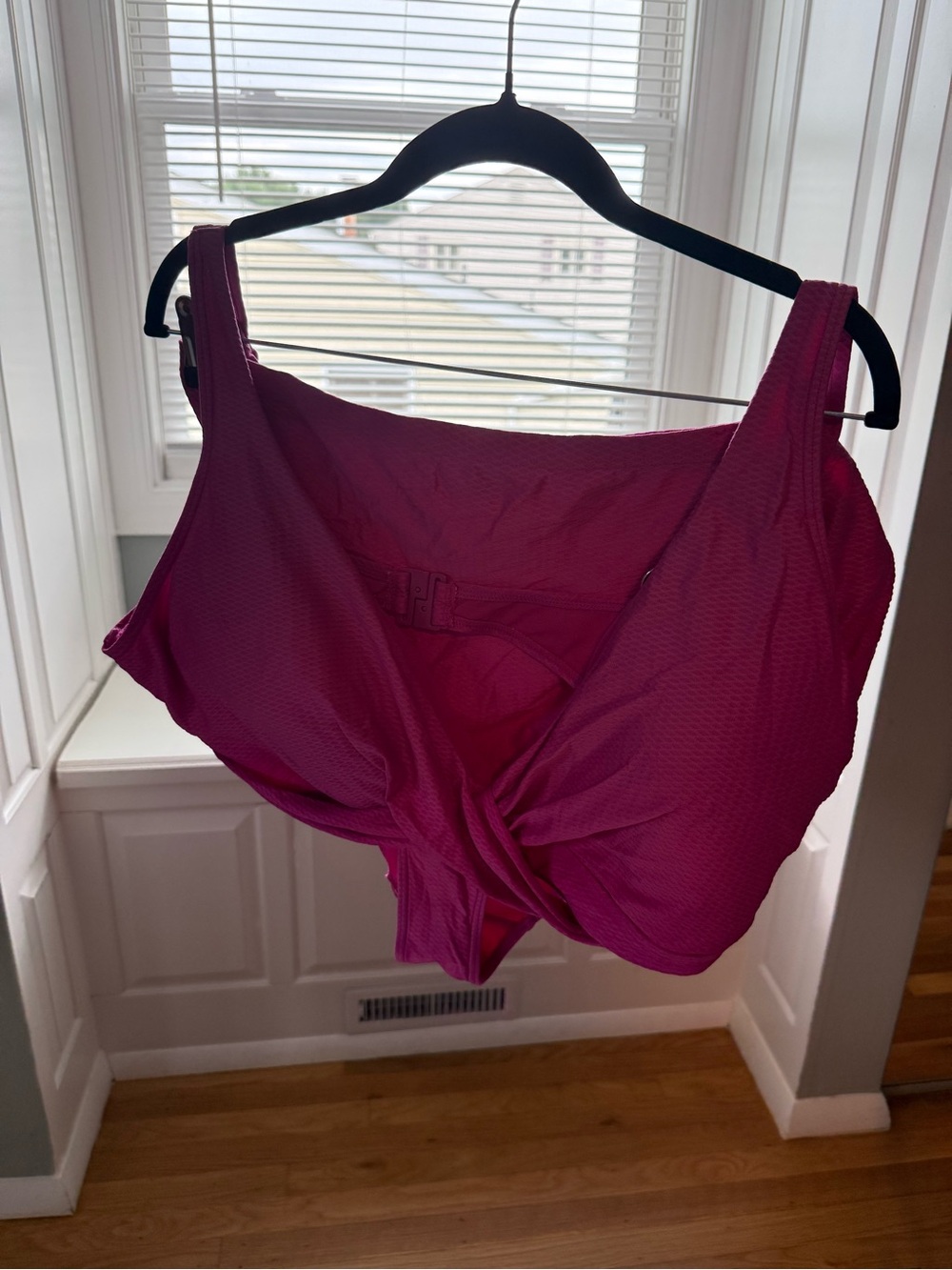 Twist-Front Plunge Bikini Top in Magenta